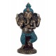 Grande Statuette Ganesh Debout, Finition Antic Line Bleu, H 31 cm