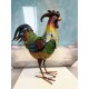 Le Coq en métal : Modèle multicolore au panache Bleu, H 45 cm