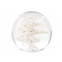 Presse-papier décoratif transparent, Sphère et Grains dorés, H 9 cm