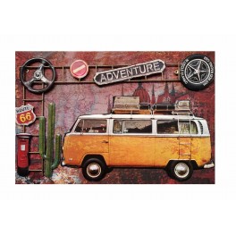 Déco Murale Métal : Combi jaune, Route 66 et Aventure XL, L 60 cm