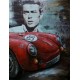 Tableau Métal 3D : Porsche 550 Spyder Rouge James Dean, L 120 cm