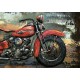 Tableau Métal 3D : Moto Harley Davidson Rouge et Route 66, L 140 cm