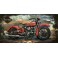 Tableau sur Bois & Métal 3D : La Moto Harley Davidson, L 120 cm