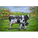 Tableau sur Bois & Métal 3D : Vaches au près, L 120 cm