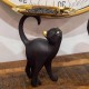 Statuette Chat Design Noir et Plateau Vide-Poche doré, H 28 cm