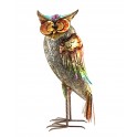 Déco Jardin Métal : Le grand Hibou, Modèle Multicolore, H 53 cm