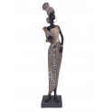 Statuette Grande Africaine Debout et Jarre, Collection Kentan, H 33 cm