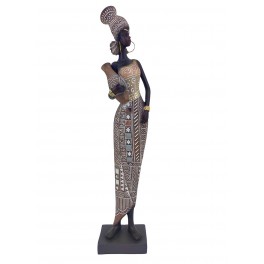 Statuette Africaine en Tenue Traditionnelle, Collection Dalaba, H 32,5 cm