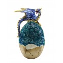 Fée et Dragons : Photophore Oeuf de Dragon en Résine, Modèle Bleu, H 12 cm