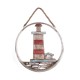 Déco Murale Bord de Mer : Phare Rouge et Cercle en Bois, Diam 30 cm