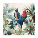 Tableau Nature : Perroquets multicolores en tête-à-queue L 120 cm