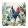 Tableau Peinture : Deux perroquets et Feuillage tropical, H 80 cm