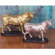 Taureau sur socle en résine, Effet Bronze brillant H 14 cm