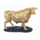 Taureau sur socle en résine, Effet Bronze brillant H 14 cm