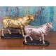 Taureau sur socle en résine, Effet Bronze brillant H 14 cm