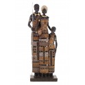 Statuette Famille Africaine et Enfant Massaï, Collection Ethnik, H 59 cm