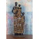 Statuette Famille Africaine et Enfant Massaï, Collection Ethnik, H 59 cm