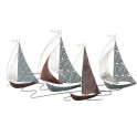 Déco murale Régate 4 Voiliers, Gris et Chocolat, Gamme, Océanic, L 91 cm