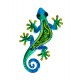 Gecko Mural Bleu, Métal et Verre, Modèle Saphir, H 36 cm