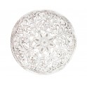 Déco murale en Bois Blanc sculpté, Motif Floral et Mandala, H 40 cm