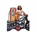 Déco Murale Fer: Station Essence, Moto et Pin up, Route 66. H 70 cm