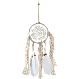 Déco ethnique Bohème : Attrape-rêves Blanc Shabby Chic, H 36 cm