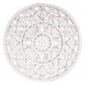 Déco murale en Bois Blanc sculpté, Motif Floral et Mandala, H 40 cm