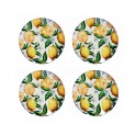 Set 4 Sous-bocks en céramique, Thème Citrons, Diamètre 11 cm