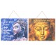 Set 2 Plaques Bois MDF : Bouddha et Mantras, L 30 cm