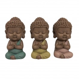 G&S Set de 3 Bouddhas Assis, Collection Méditation, Hauteur 7 cm