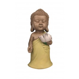 G&S Bouddha Jaune Debout, Collection Méditation, H 18 cm