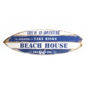 Déco murale vintage bois : Planche de surf Welcome to our beach, H 48 cm