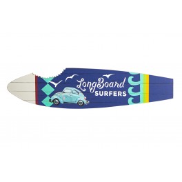 Planche de Surf Murale, Modèle Longboard Surfers, Ambiance Vintage, L 60 cm