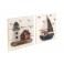 Déco Murale Marine : Set 2 Cadres en bois 3D Phare et Bateau, H 20 cm