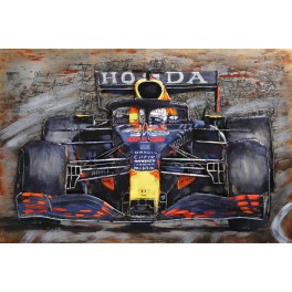 Tableau en Métal 3D : Formule 1 Honda sur piste, L 120 cm