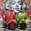 Tableau Métal 3D : Deux Scooters Vespa et Marilyn popstar, H 100 cm