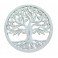 Décoration Murale Arbre de Vie en Bois sculpté, Blanc Vieilli, H 40 cm