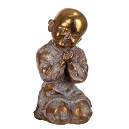 G&S Figurine Moine Bouddha Résine, Modèle Kanchana Doré 2. H 20 cm