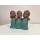 G&S Figurine 3 Bouddhas de la Sagesse, Bleu. Coll Méditation, H 13 cm