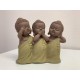G&S Figurine 3 Bouddhas de la Sagesse, Vert Olive. Coll Méditation, H 13 cm