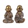G&S Set 2 Moines Bouddha Résine, Modèle Kanchana Doré. H 17 cm