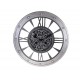 Horloge Indus Chiffres métal ajourés et Engrenages, Gris Argent, H 75 cm