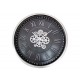 Horloge Indus, Engrenages, Chiffres métal et Clous argentés, Diam 66 cm