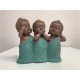 G&S Figurine 3 Bouddhas de la Sagesse, Bleu. Coll Méditation, H 13 cm