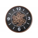 Horloge Murale industrielle Cadran Chrono Marron et Doré, H 53 cm