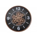 Horloge Murale Rétro Chic, Cuivre et Noir, Diamètre 40 cm