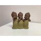 G&S Figurine 3 Bouddhas de la Sagesse, Vert Olive. Coll Méditation, H 13 cm