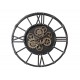 Horloge Indus Chiffres métal ajourés et Engrenages, Gris, H 70 cm