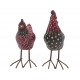 Set Poule et Coq en résine, Rouge et Marron, H 26 cm (Coq)