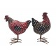 Set Poule et Coq en résine, Rouge et Marron, H 26 cm (Coq)